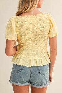 Smocked Puff Sleeve Top