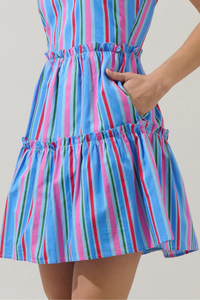 Jaimie Stripes Ruffle Tiered Mini Dress