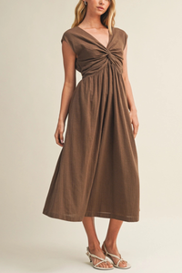 Twist-Front Flared Dress