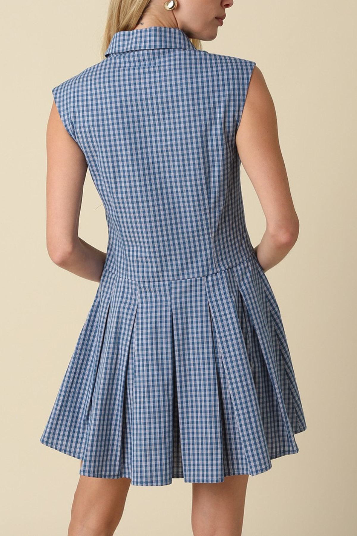 Sarai Gingham Sleeveless Shirt Dress