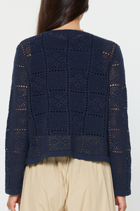 Open Knit Button Down Cardigan