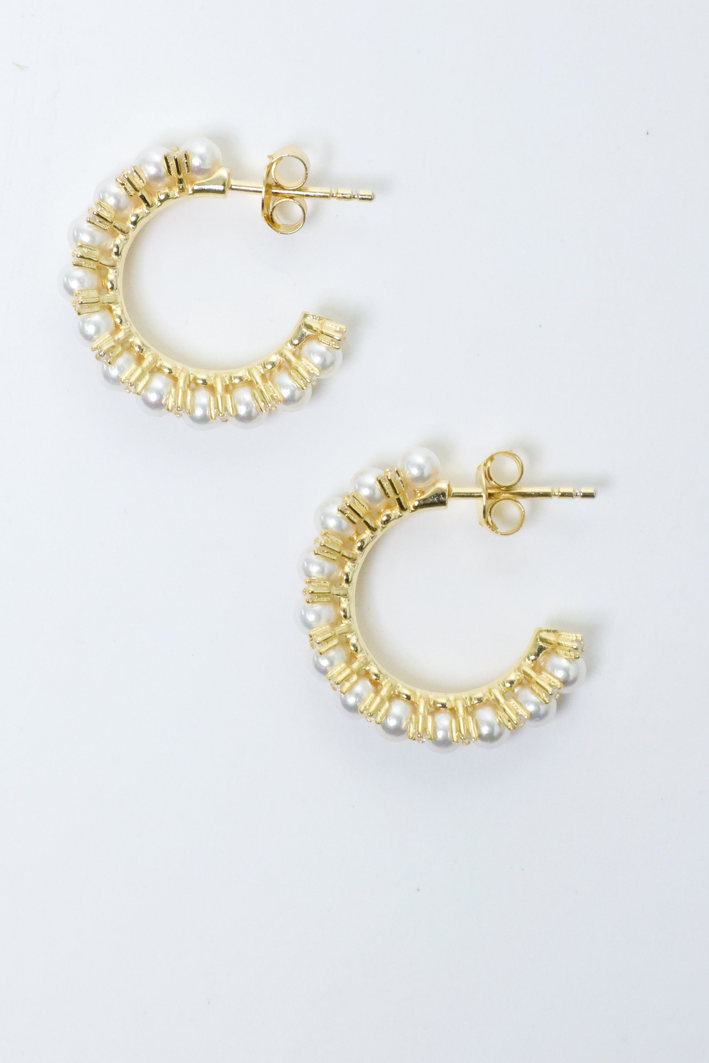 PG Designs Small Pearl and Crystal Hoop Earrings