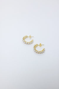PG Designs Small Pearl and Crystal Hoop Earrings