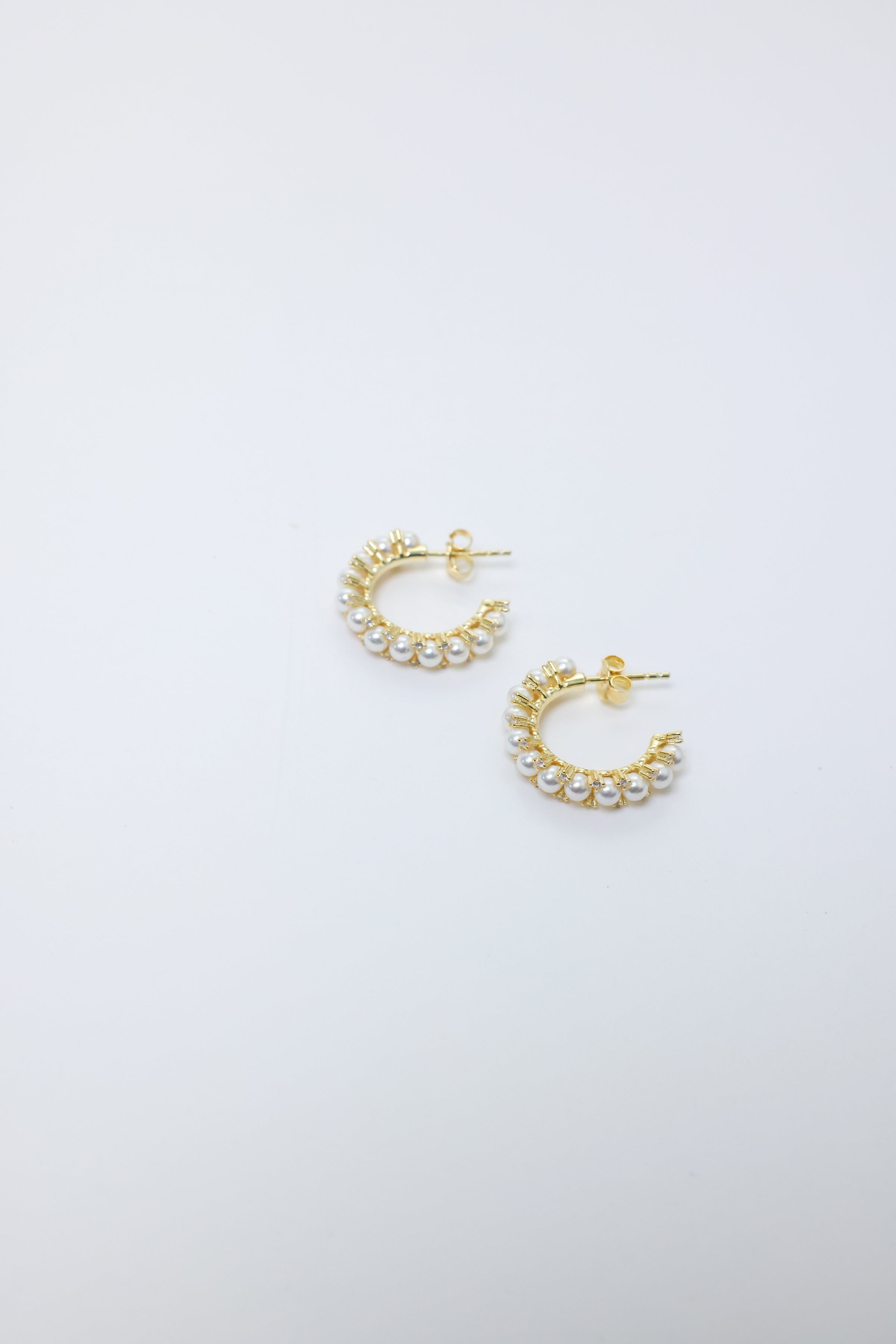 PG Designs Small Pearl and Crystal Hoop Earrings