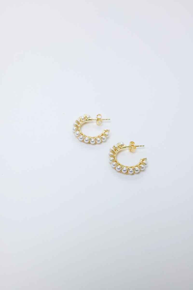 PG Designs Small Pearl and Crystal Hoop Earrings