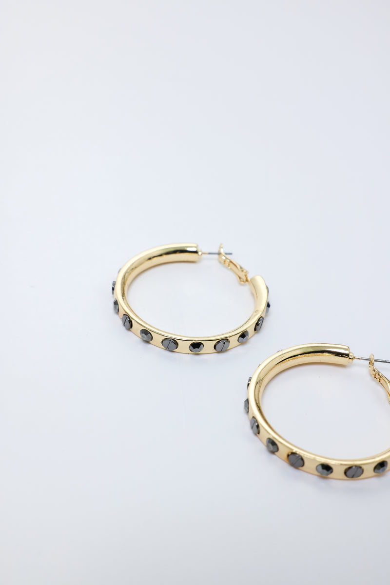 Nailhead Gemstone Hoops