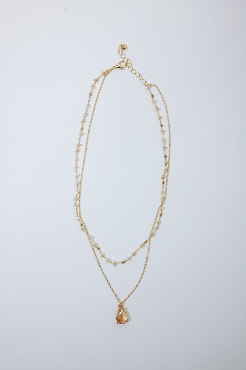 Champagne Crystal Double Necklace