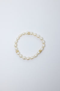 PG Designs Pearl and Gold Stretch Bracelet