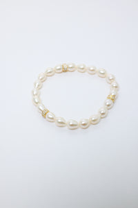 PG Designs Pearl and Gold Stretch Bracelet