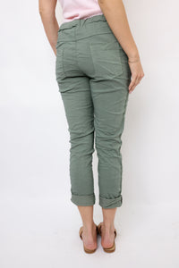 Star Ribbon Side Stripe Drawstring Crinkle Jogger