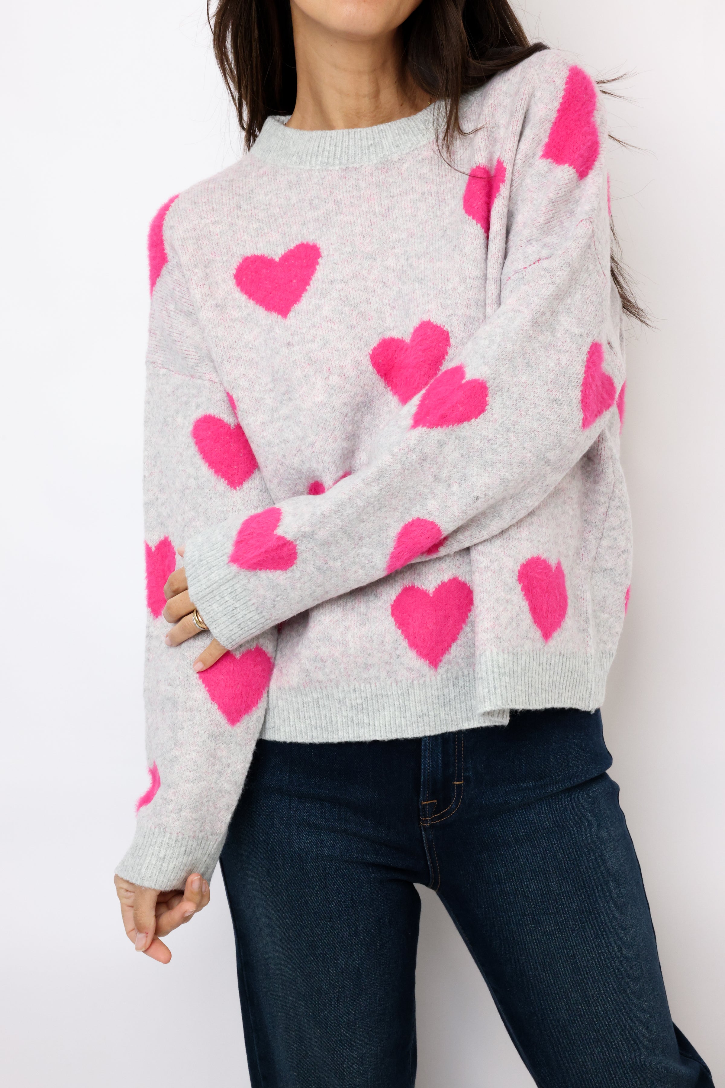 Heart Pattern Soft Valentine Sweater Top