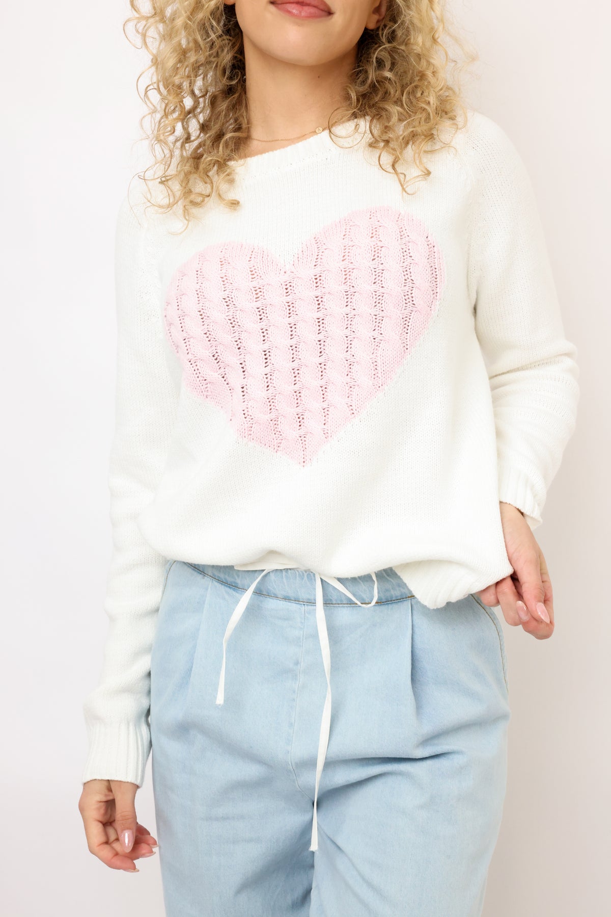 Textured Big Heart Sweater