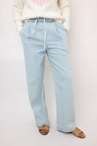 Contrast Waistband Wide Leg Jeans