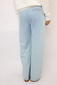 Contrast Waistband Wide Leg Jeans
