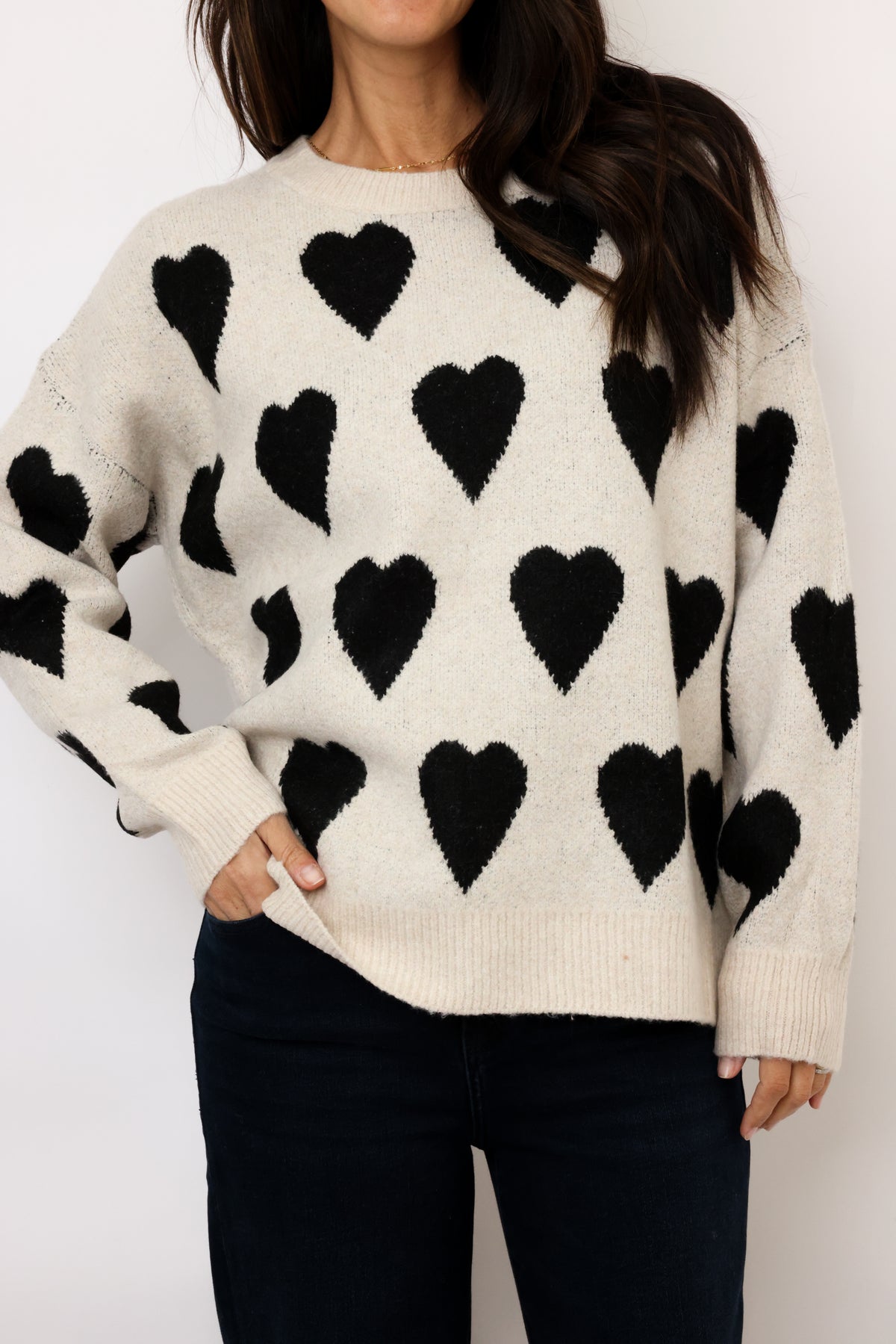 Heart Pattern Sweater Top