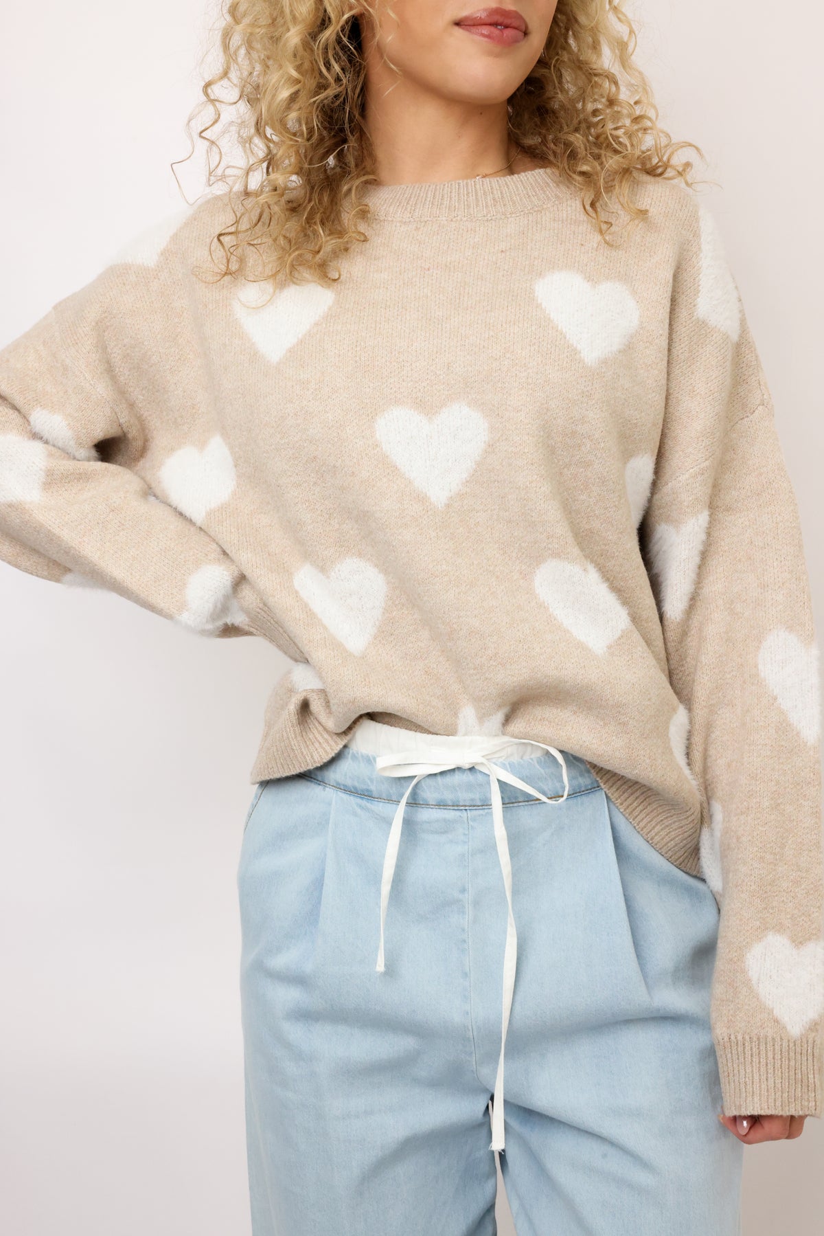 Heart Pattern Soft Valentine Sweater Top