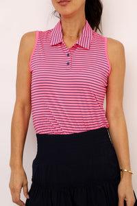 Adidas Performance Stripe Sleeveless Polo