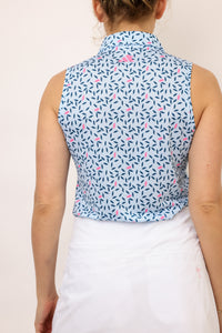 Adidas Ultimate365 Printed Ottoman Sleeveless Polo