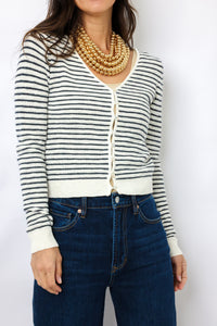Lexi Stripe Cropped Vneck Cardigan