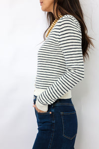 Lexi Stripe Cropped Vneck Cardigan