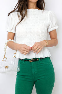 Smocked Puff Sleeve Top