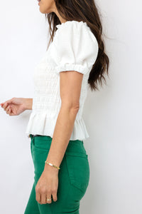 Smocked Puff Sleeve Top
