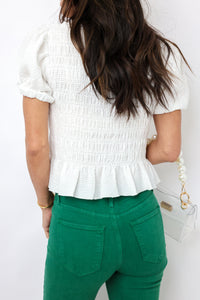 Smocked Puff Sleeve Top