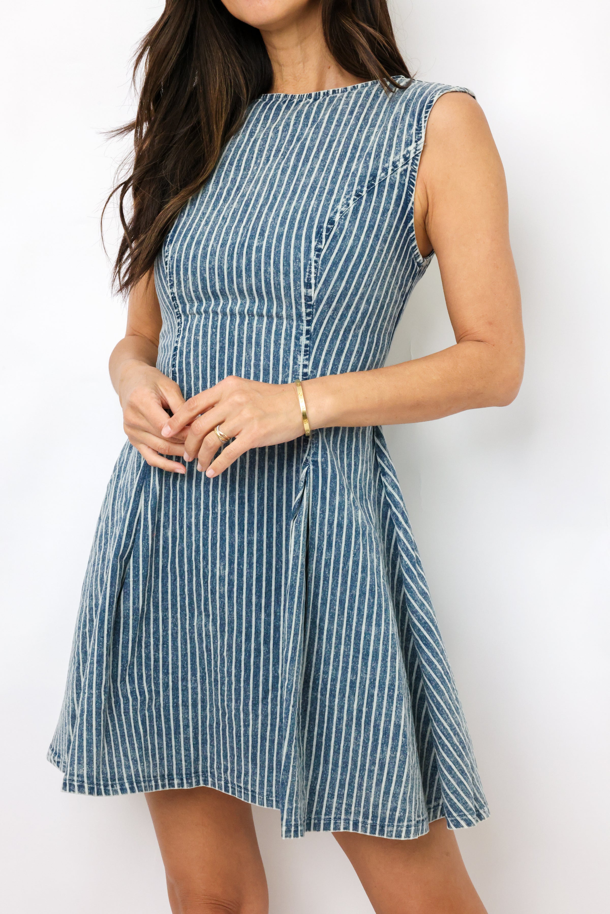 Striped Denim Mini Dress