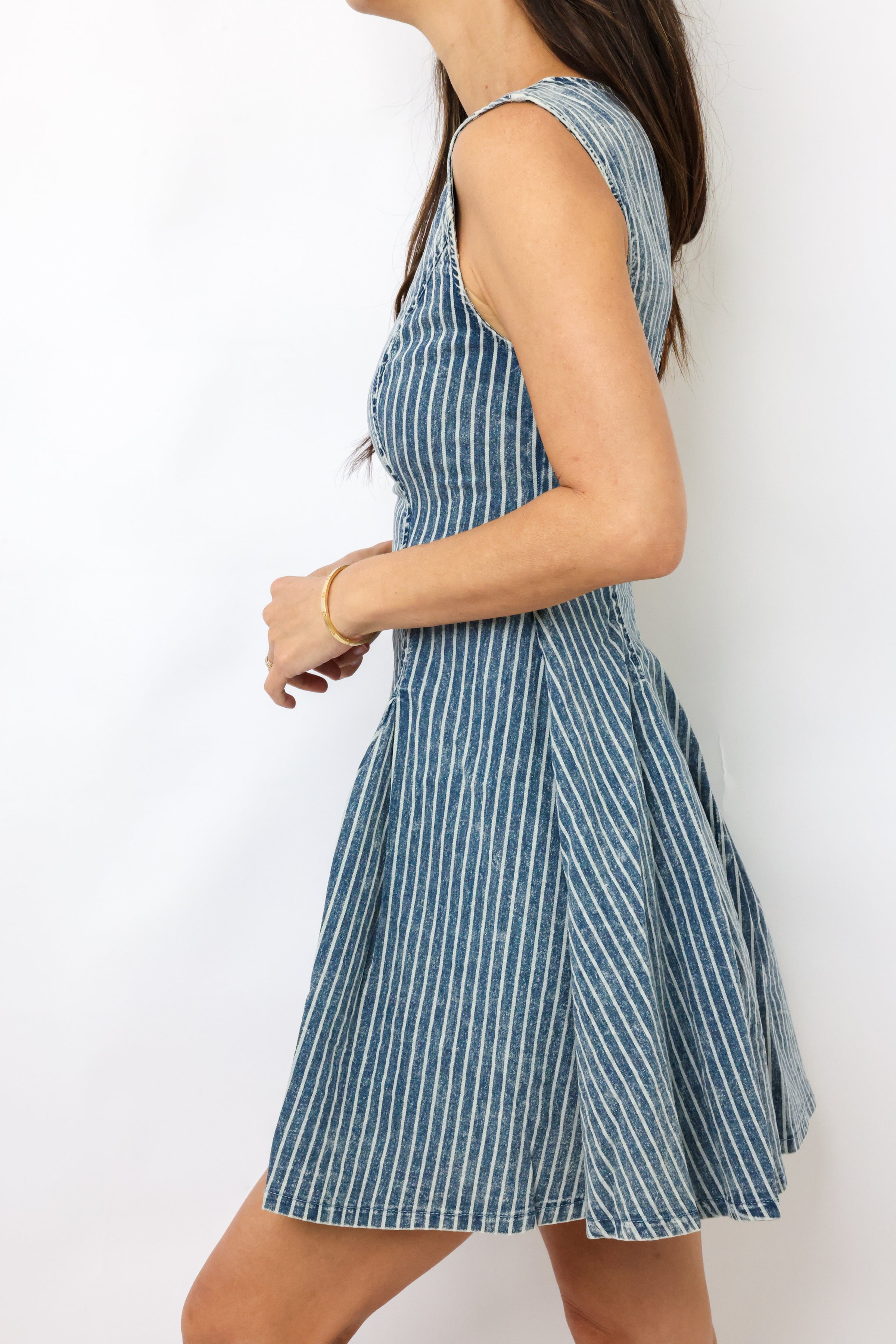 Striped Denim Mini Dress