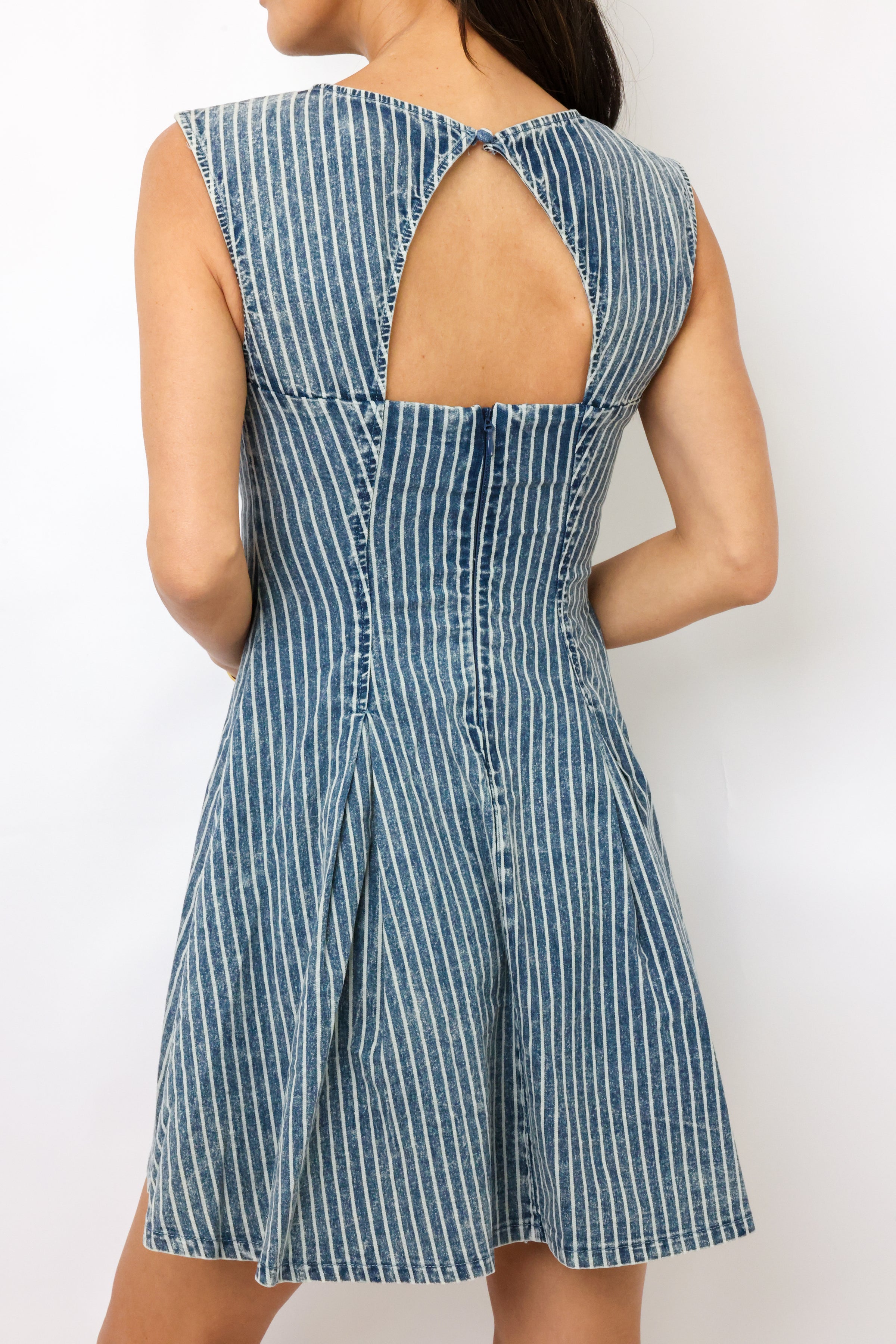 Striped Denim Mini Dress
