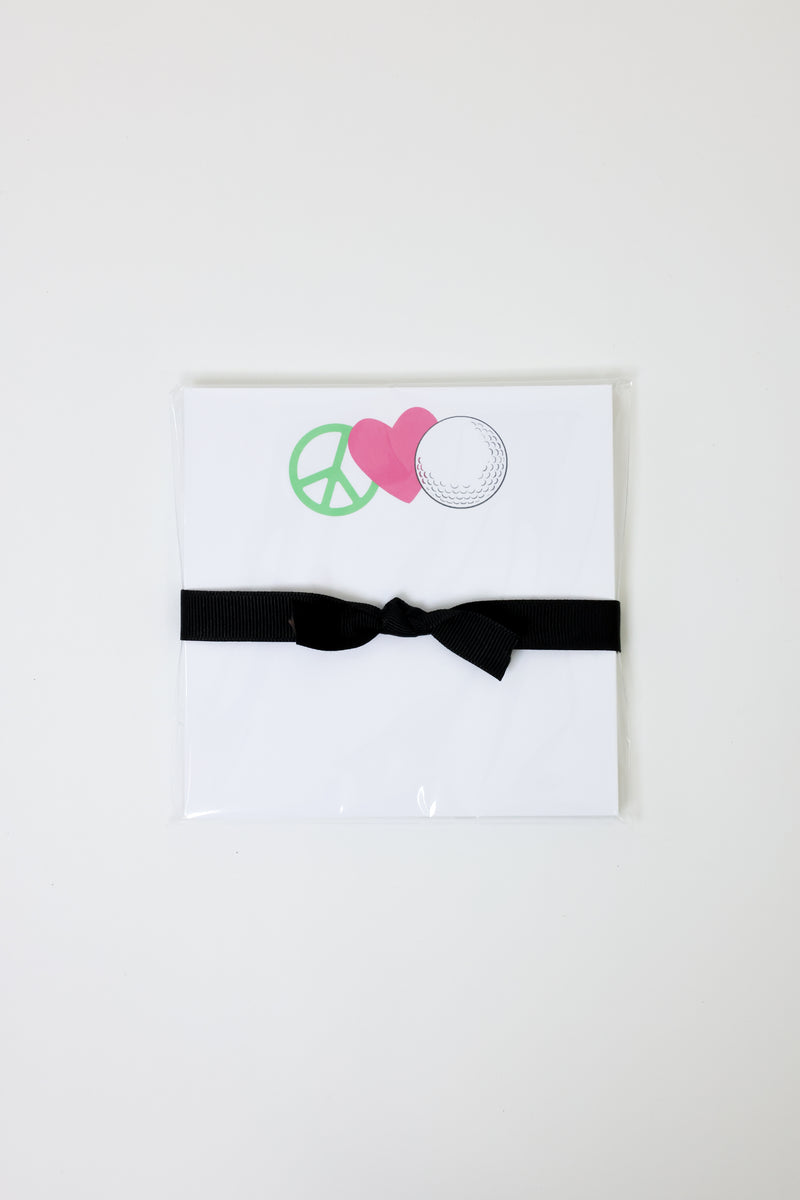 "Peace, Heart, Golf Ball" Doodle Notepad