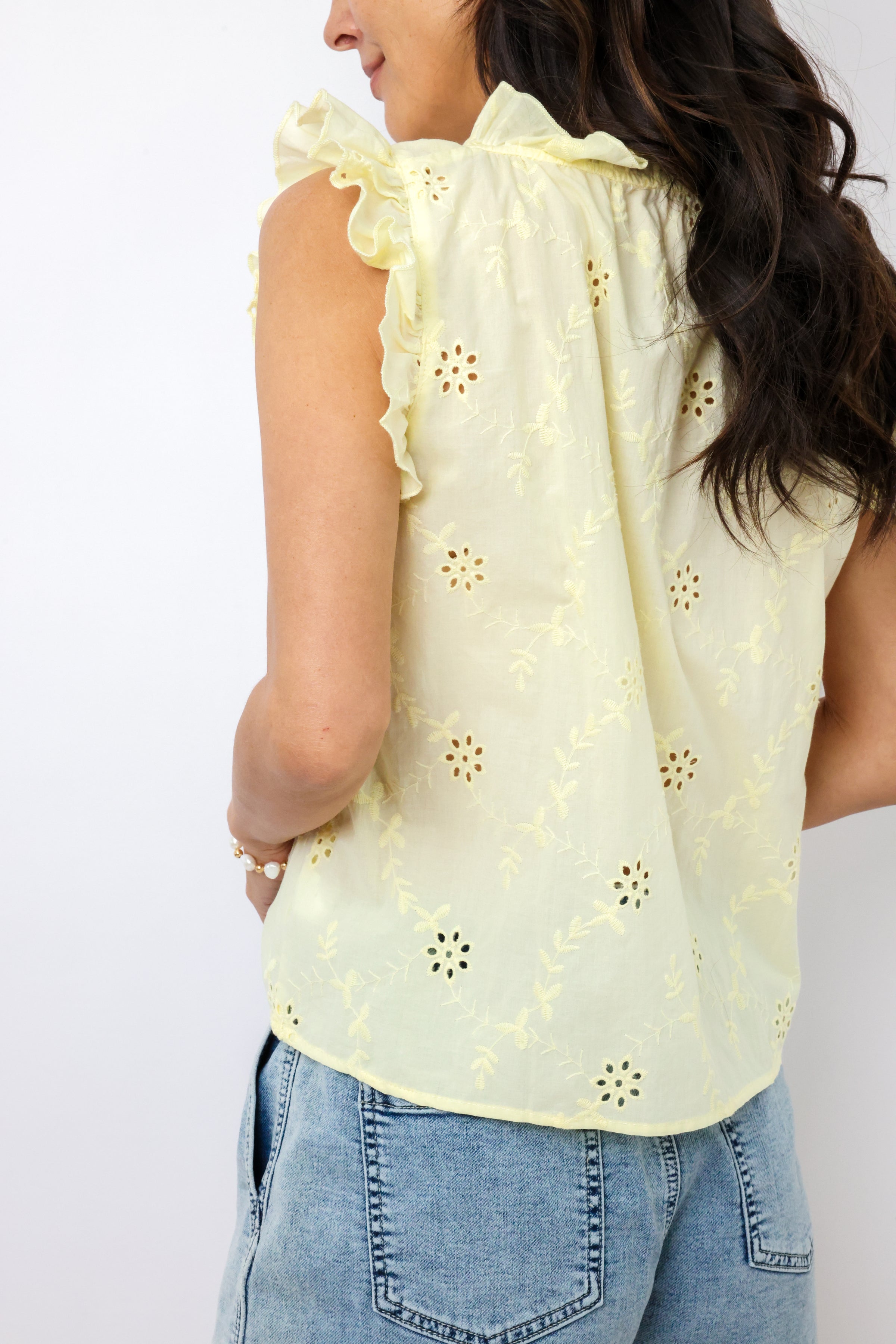 Kelly Eyelet Ruffle Sleeve Blouse
