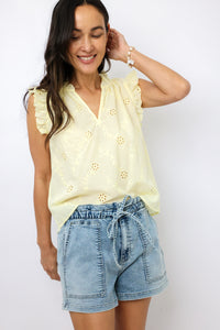 Kelly Eyelet Ruffle Sleeve Blouse
