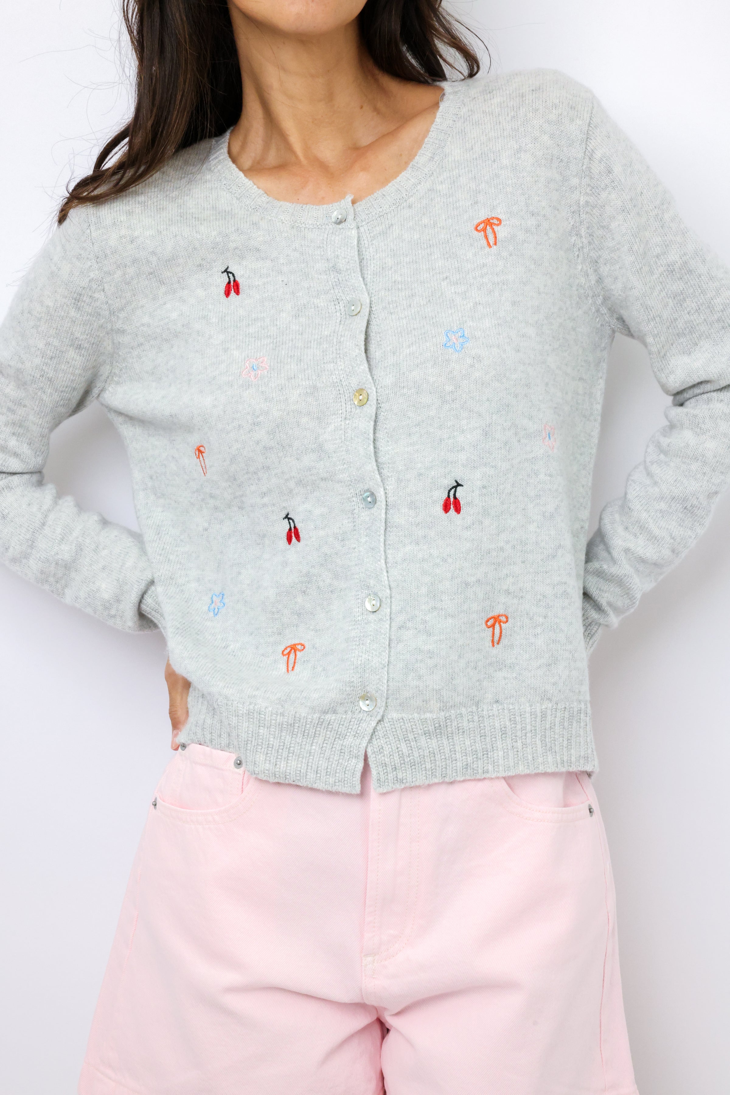 Embroidered Button Cardigan