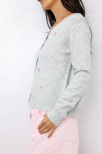 Embroidered Button Cardigan