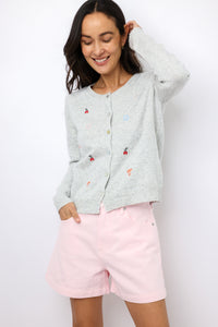 Embroidered Button Cardigan