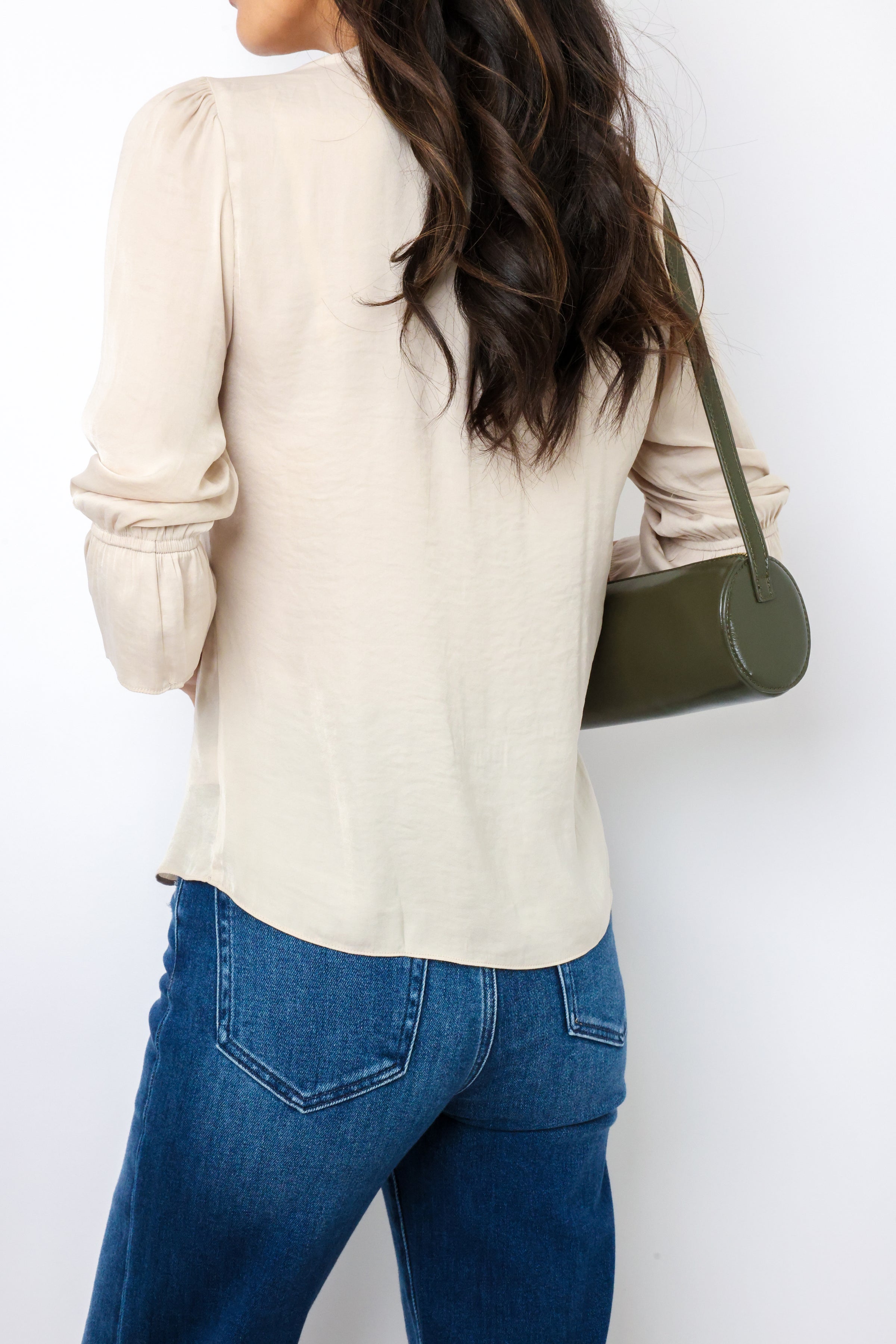 V-neck Blouse With Flared Cuffs