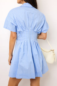 Button Down Pleated Mini Dress