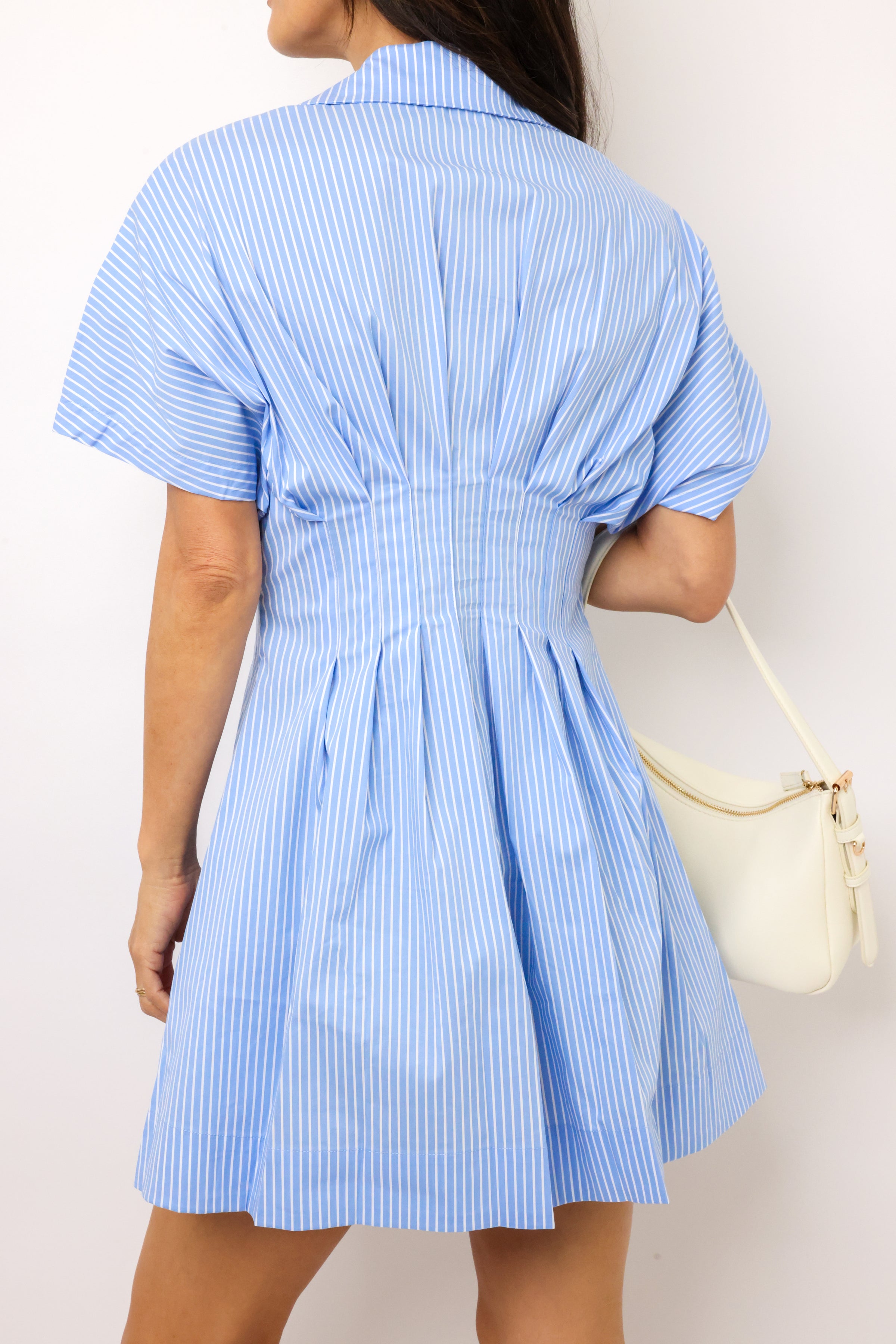 Button Down Pleated Mini Dress