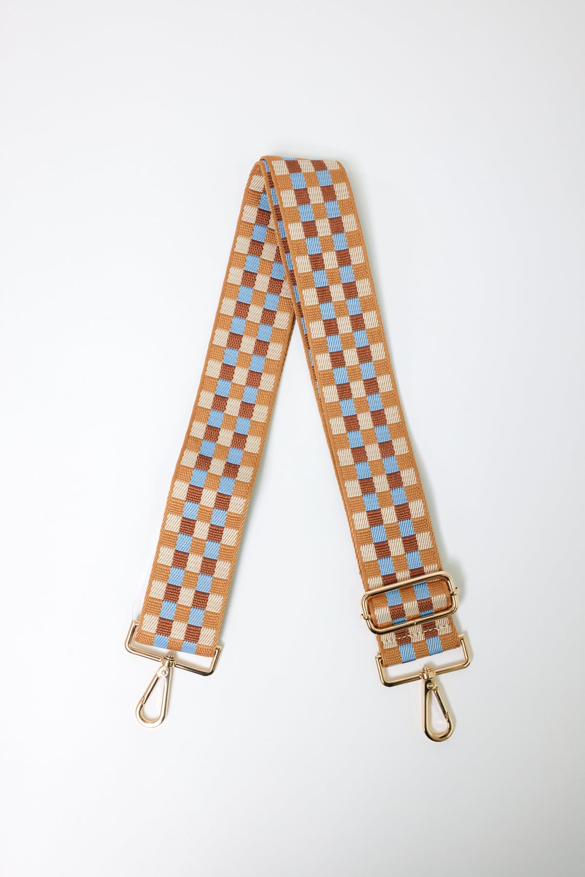 Checkerboard Aqua Browns Bag Strap