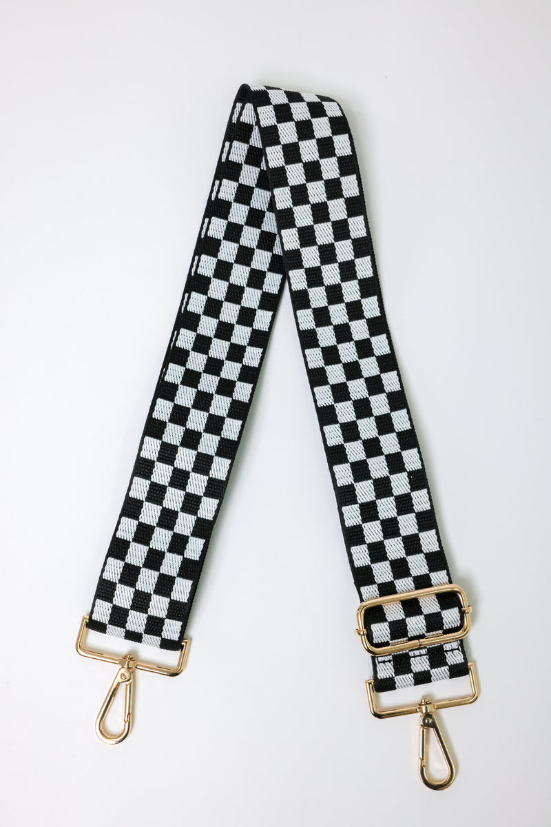 Checkerboard Black White Bag Strap