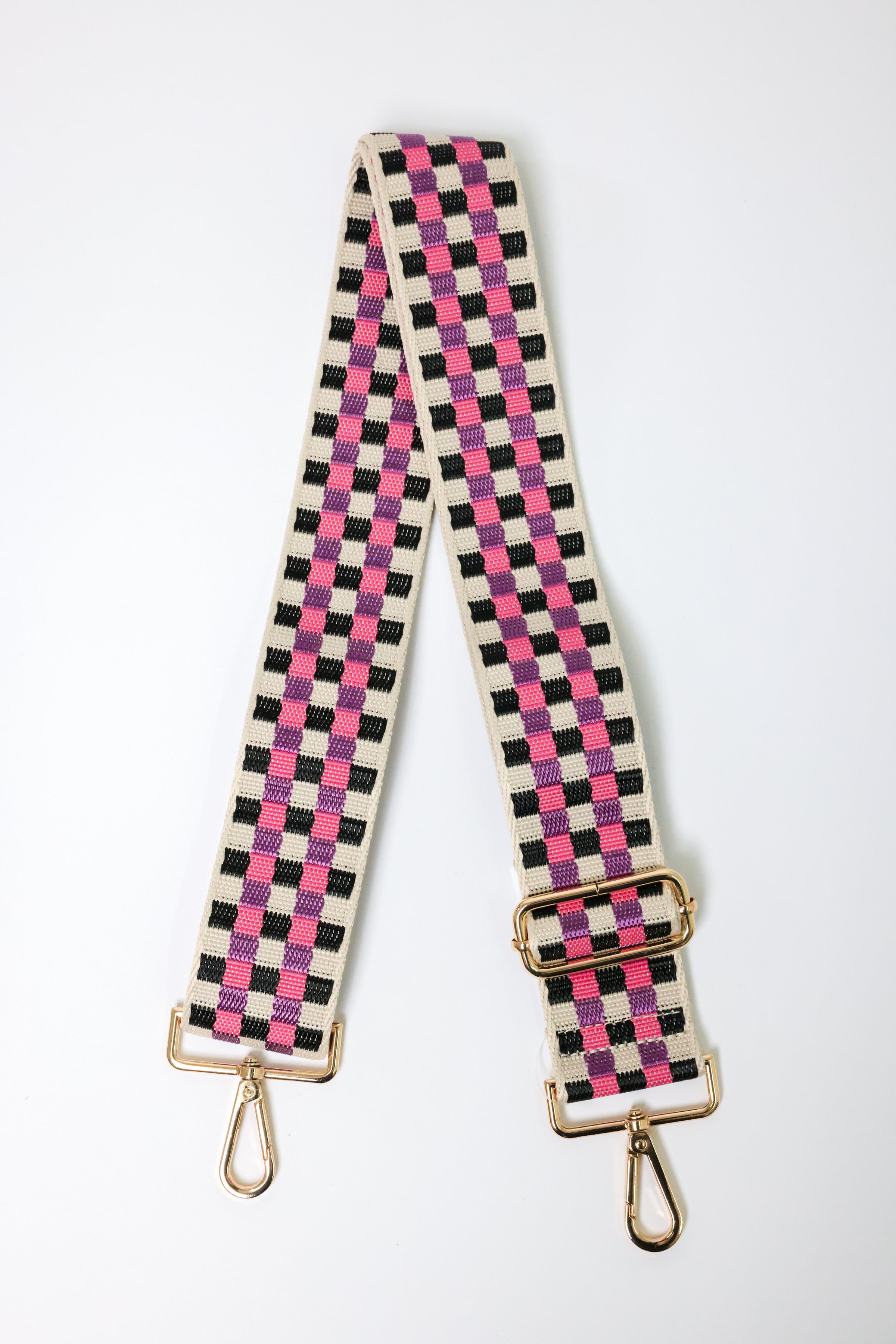 Checkerboard Pink Purple Bag Strap