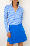 IBKUL Landon Stripe Long Sleeve Zip Mock Top