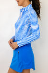 IBKUL Landon Stripe Long Sleeve Zip Mock Top