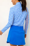 IBKUL Landon Stripe Long Sleeve Zip Mock Top
