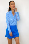 IBKUL Landon Stripe Long Sleeve Zip Mock Top