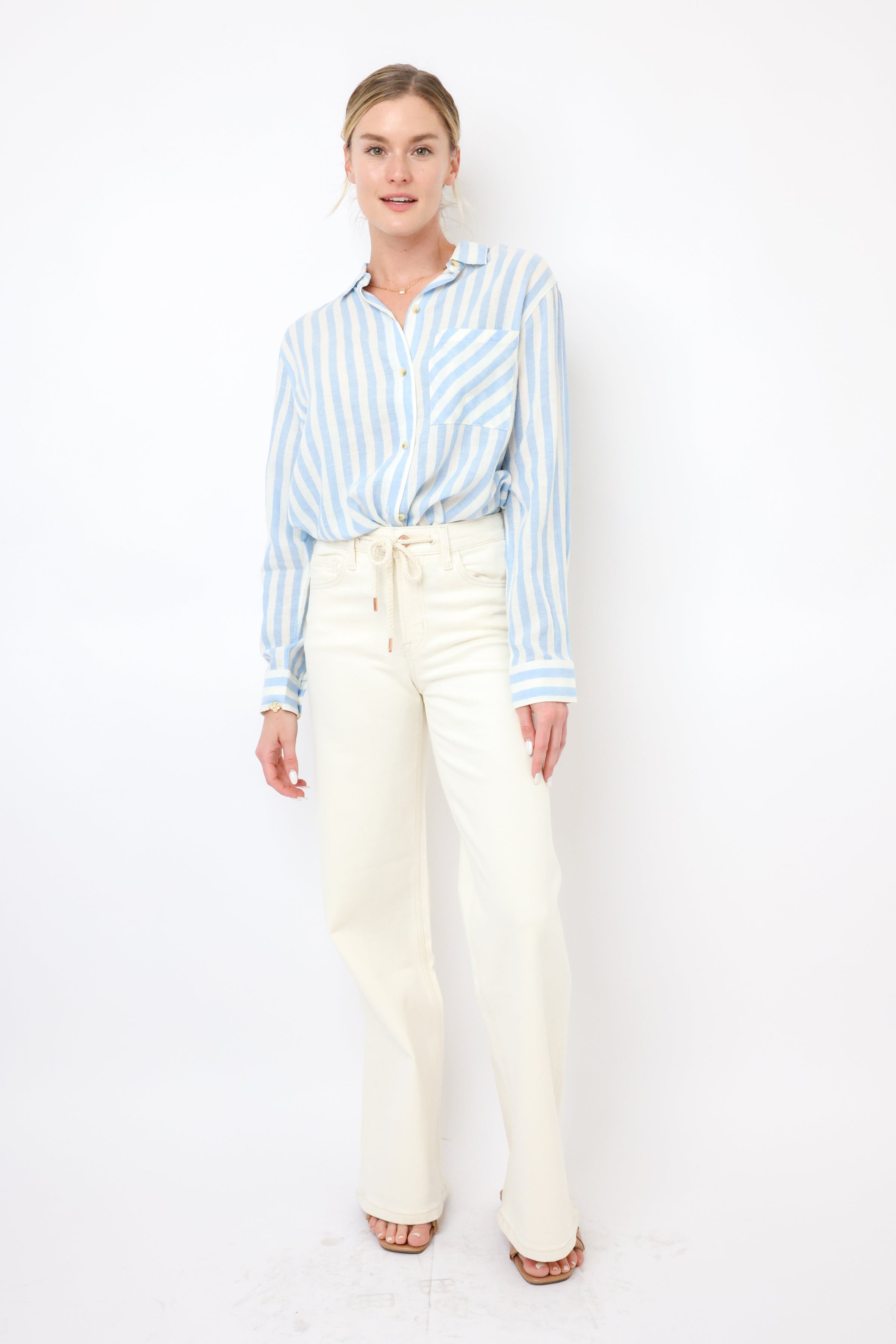 Vervet High Rise Drawstring Wide Leg Jeans