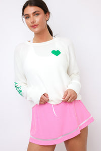 Heart Sleeve Birdies Lightweight Brushed Fleece Pullover Sweater