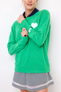 Heart Sleeve Golf Lightweight Brushed Fleece Pullover Sweater