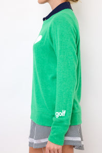 Heart Sleeve Golf Lightweight Brushed Fleece Pullover Sweater